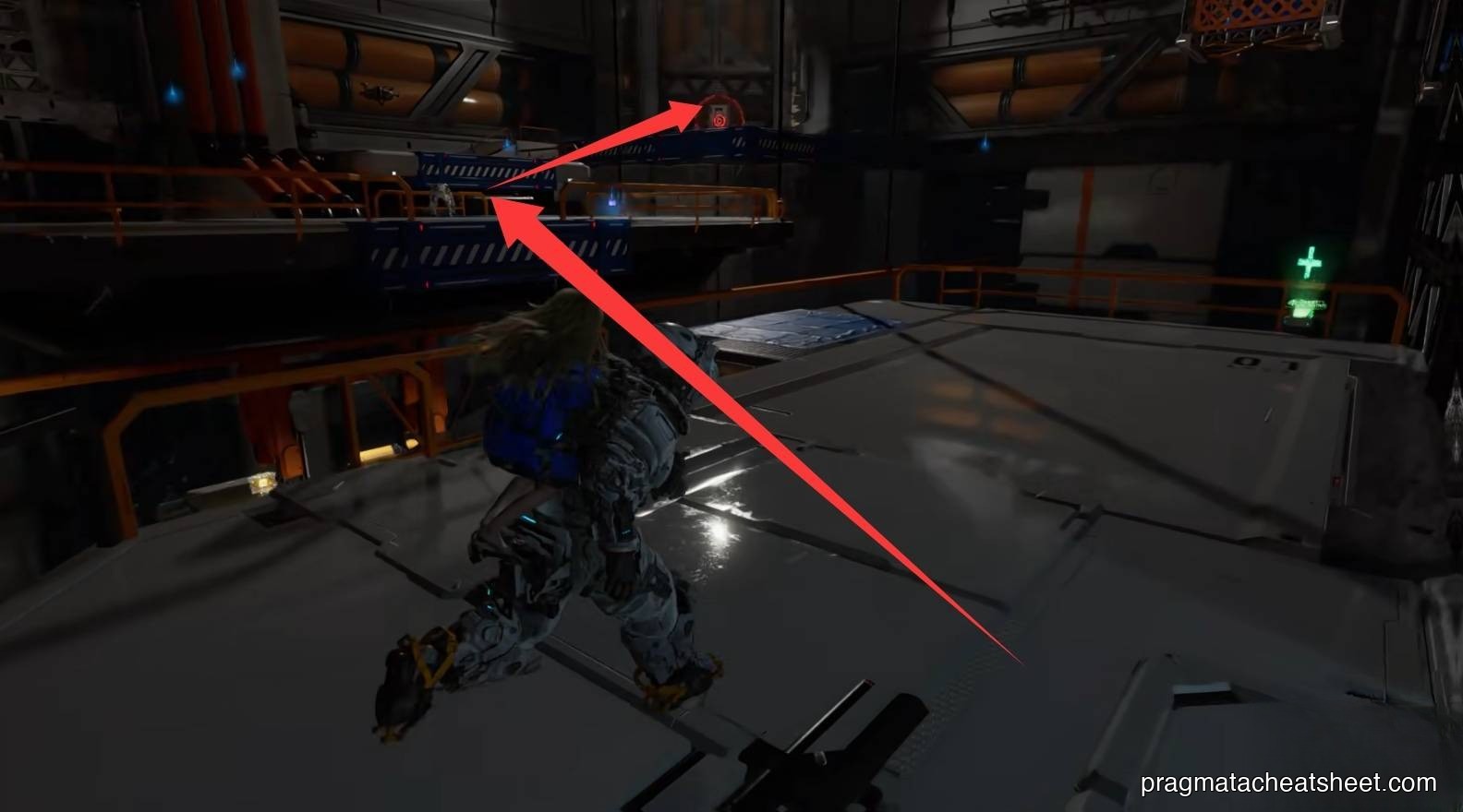 Elevator top deck and opposite ledge