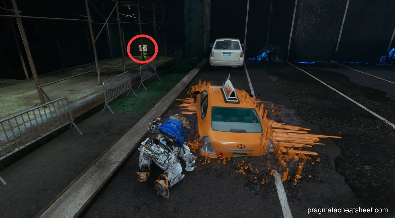 Street-level view of the faked New York block