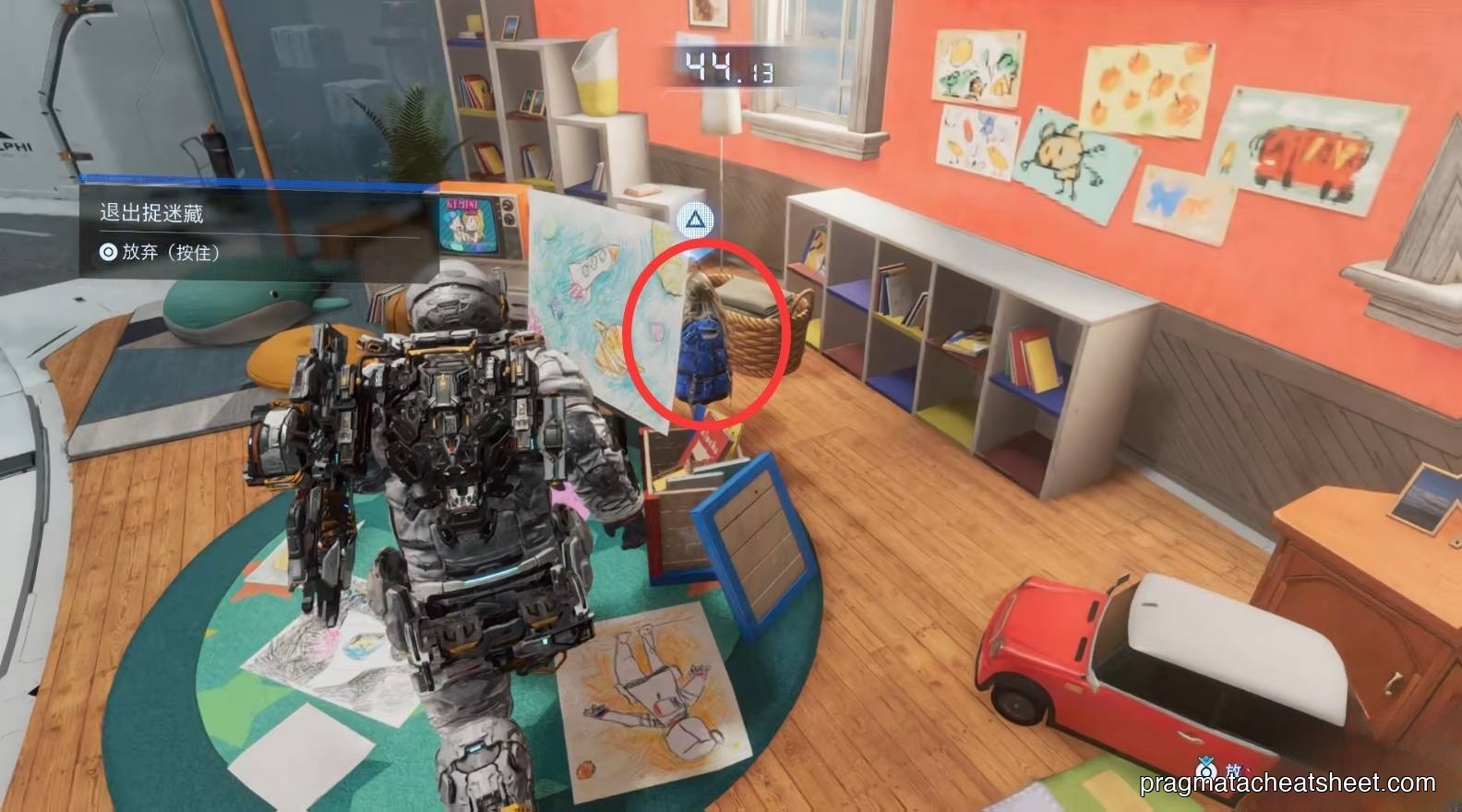 Diana hiding during hide-and-seek