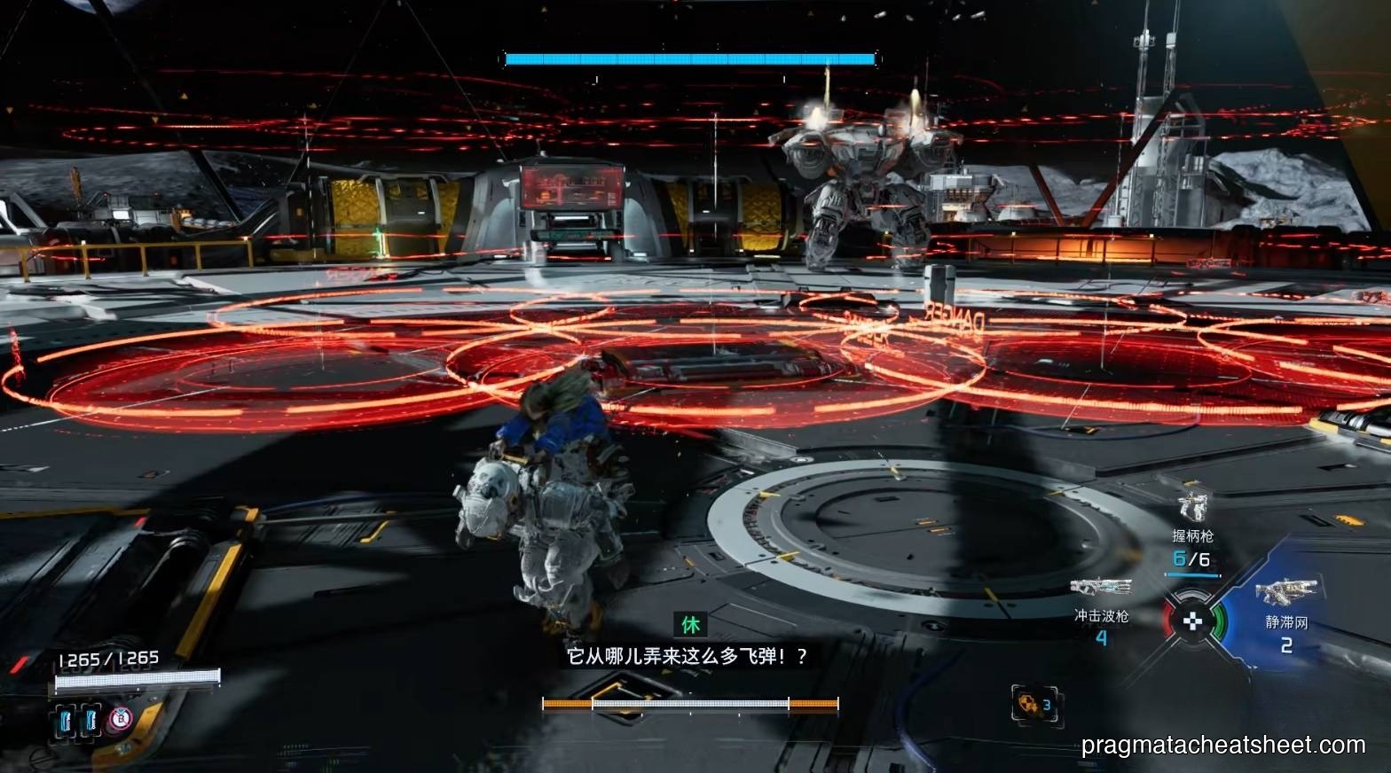 Sector Guard's opening telegraph — red floor markers mean incoming missiles