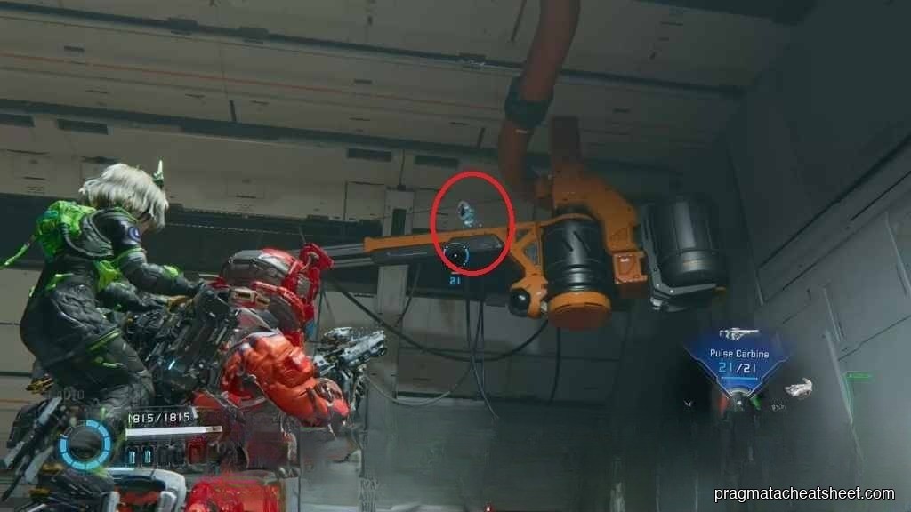 Warehouse — Mini Cabin on the ceiling pipe across from the entrance