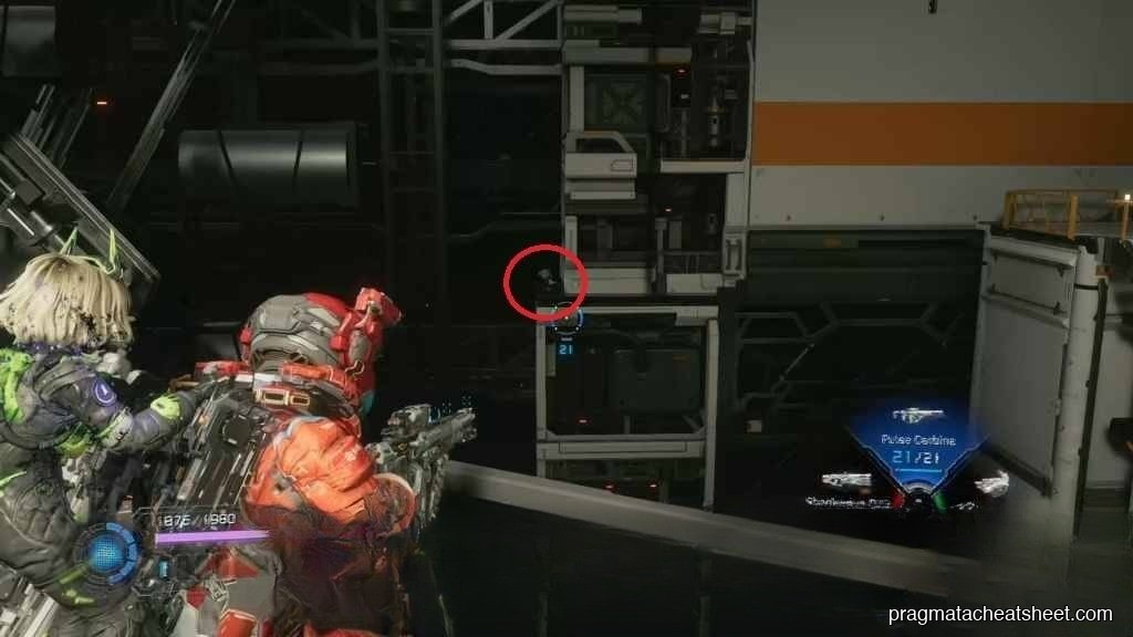 Central Port Entrance — Mini Cabin across the plaza after the yellow alert fight